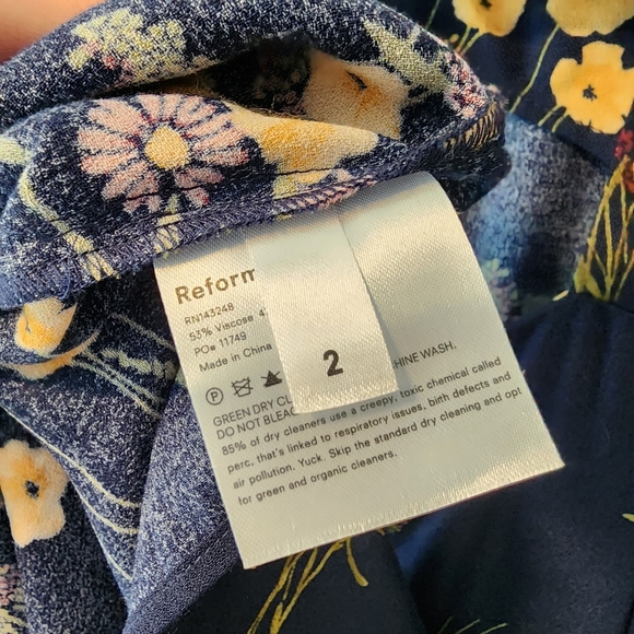 Reformation Wallflower Navy Floral Midi Dress - Picture 6 of 8